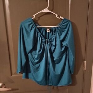 Dynamite Teal Blouse with Gathered Front